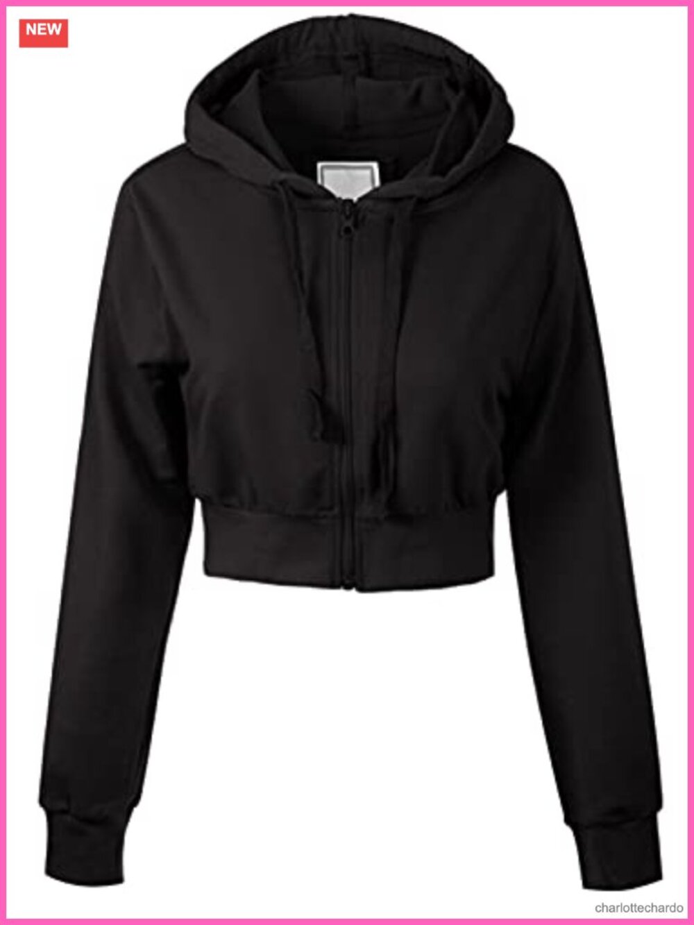 Cropped Zip Up Hoodie Jacket French Terry Long Sleeve